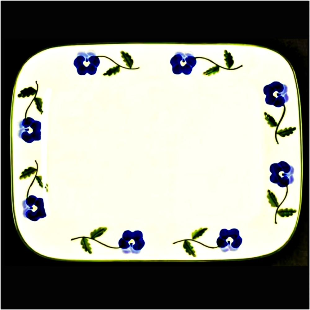 Hartstone Blue/Purple Pansy Flowers Serving Platter